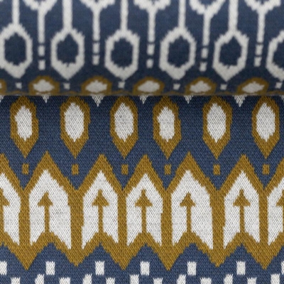 Jaquardjersey | FAIR ISLE Käselotti | Blau Olivgrün